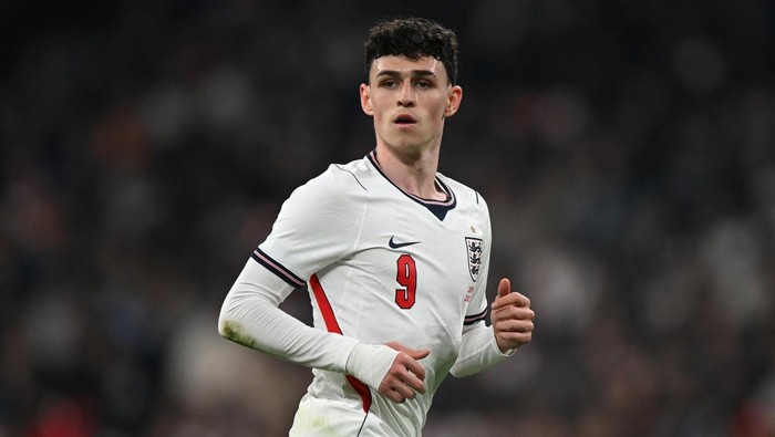 LONDON, ENGLAND - MARCH 31: Phil Foden of England looks on during the international friendly match between England and Japan at Wembley Stadium on March 31, 2026 in London, England. (Photo by Mike Hewitt/Getty Images)