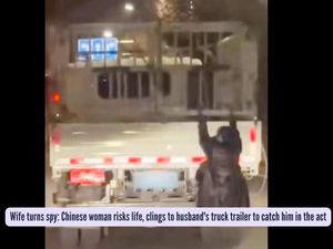 Aksi Ekstrem Istri di China, Nekat Gelantungan di Truk Demi Awasi Suami