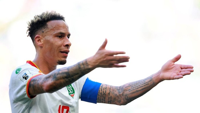 GUADALUPE, MEXICO - MARCH 26: Tjaronn Chery of Suriname reacts during the FIFA World Cup 2026 Qualifying Playoff tournament match between Bolivia and Suriname at Estadio Monterrey on March 26, 2026 in Guadalupe, Mexico. (Photo by Hector Vivas - FIFA/