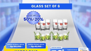 Berita dari Detik Finance: Harga Satu Set Gelas Isi 6 Cuma Rp 30.000-an di Transmart Full Day Sale