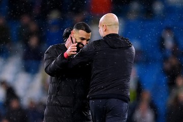 Pep Guardiola dan Mohamed Salah