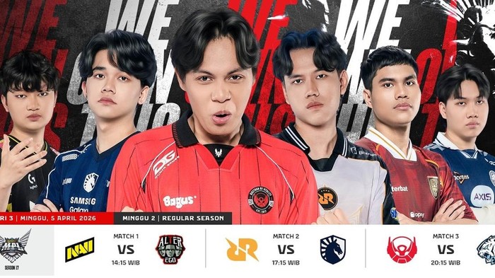Jadwal lengkap MPL ID S17 Week 2 hari ini, 5 April 2026, lengkap dengan link live streaming-nya.