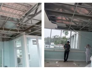Plafon RSUD Sobirin Muara Beliti Rubuh Akibat Diterjang Angin Kencang