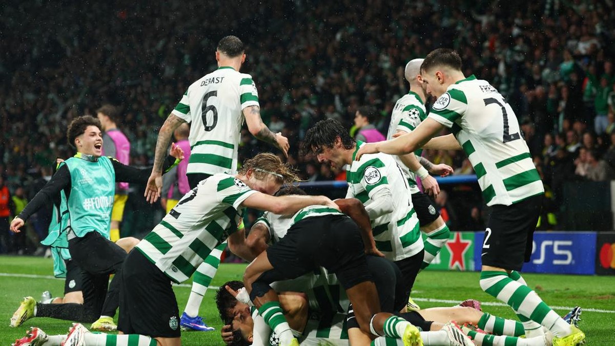 Sporting CP punya rekor kandang sempurna di UCL musim ini. (REUTERS/Pedro Nunes)