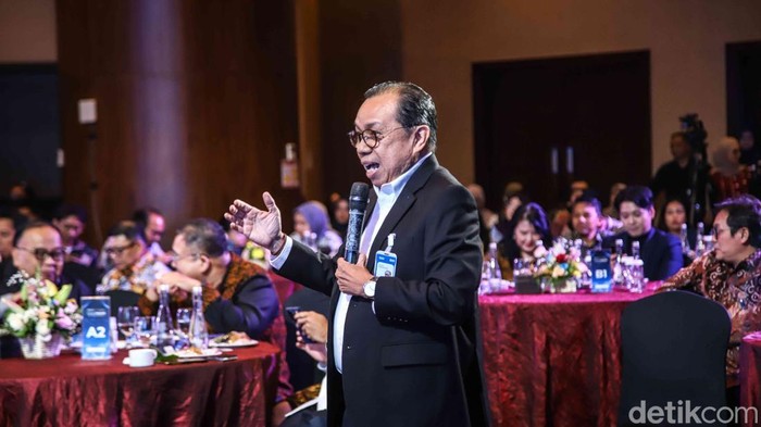 Suasana Diskusi Outlook Indonesia Suasana aktivitas obrolan Outlook Indonesia dengan tema Peran Penggerak Ekonomi Nasional di Menara Bank Mega, Jakarta, Selasa (7/4/2026).