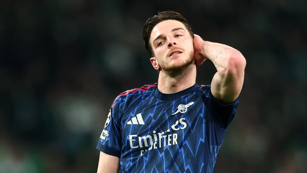 Momen Declan Rice di laga melawan Sporting CP. (Foto: Getty Images/Chris Brunskill/Fantasista)