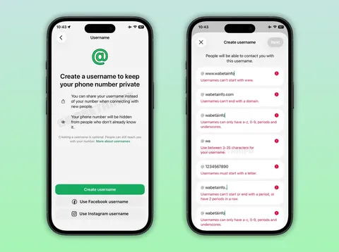 Fitur username di WhatsApp