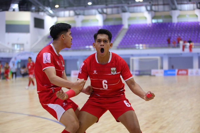 Timnas Futsal Indonesia melawan Australia di laga ketiga Grup B Piala AFF Futsal 2026. Indonesia menang dramatis 3-2.