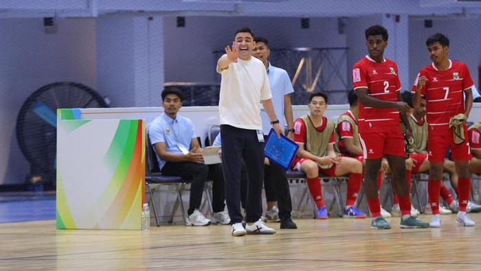 Timnas Futsal Indonesia melawan Australia di laga ketiga Grup B Piala AFF Futsal 2026. Indonesia menang dramatis 3-2.