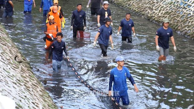 Puluhan ikan sapu-sapu ditangkap di kali depan Plaza Indonesia