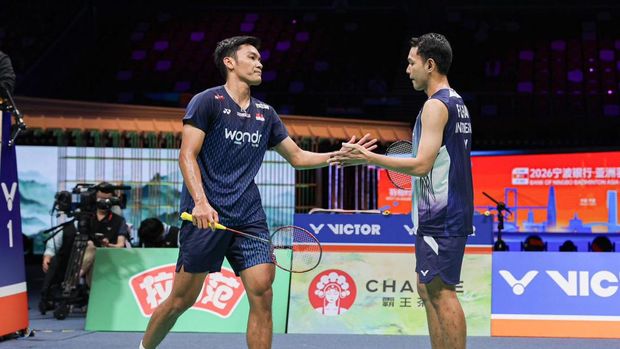 Fajar Alfian/Muhammad Shohibul Fikri saat tampil di BAC 2026. (Arsip PBSI)