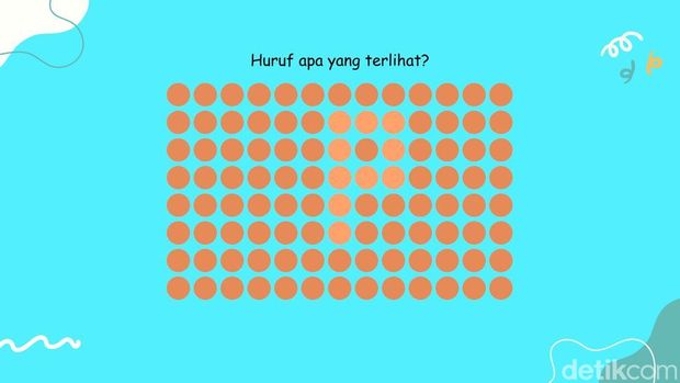 Ini bukan tebak-tebakan, tapi uji sensitivitas mata terhadap perbedaan warna. Bisakah menemukan huruf-huruf tersembunyi tanpa memaju-mundurkan layar?