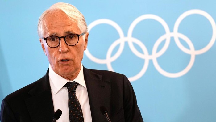 MILAN, ITALY - FEBRUARY 22:  President of the Milan Cortina 2026 foundation Giovanni Malago attends an IOC session at the Milano Cortina 2026 Winter Olympics on February 22, 2026 in Milan, Italy. (Photo by Luca Bruno - Pool /Getty Images)