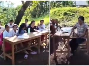 Siswa SDN Tando Belajar Bawah Pohon: Lapor Pemkab-Kemen PUPR Tak Digubris