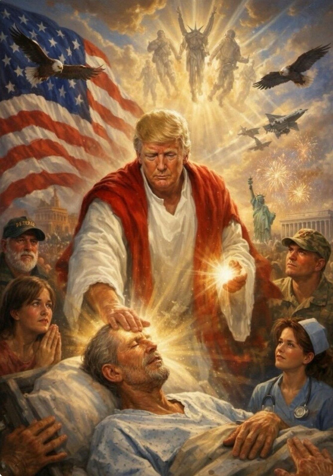 Sebuah unggahan di akun Truth Social milik Presiden AS Donald Trump menampilkan gambar dirinya nan dihasilkan oleh AI, nan tampaknya sebagai Yesus, pada tanggal 12 April 2026. @realDonaldTrump/Truth Social/Handout via REUTERS