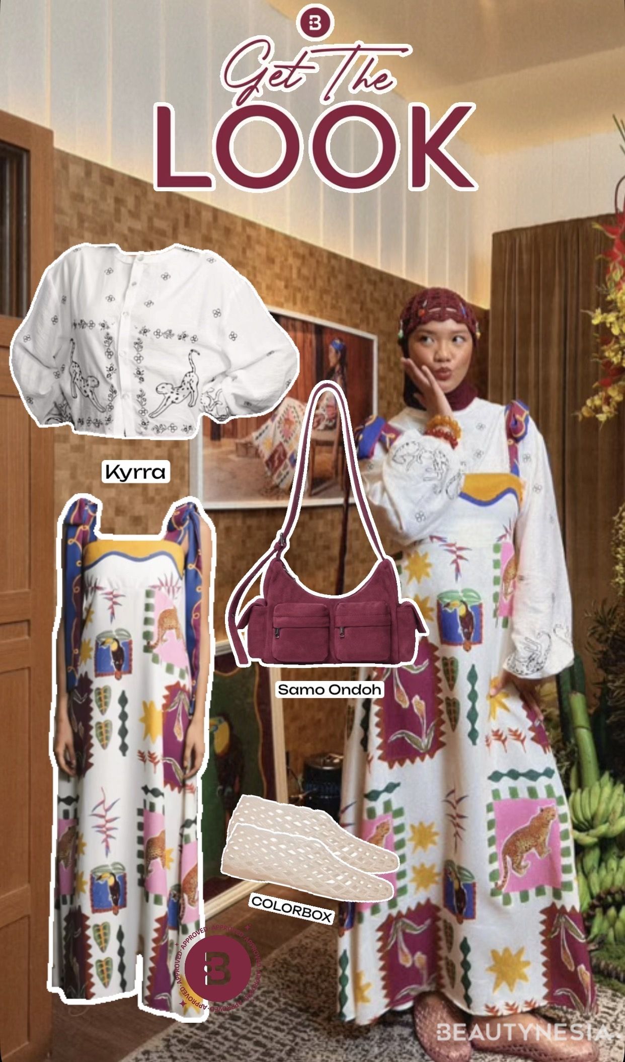 Di Get The Look kali ini, kamu bisa sontek gaya influencer Sarah Azka yang tampil memukau dan effortlessly stylish dengan outfit bernuansa boho chic. Ia memadukan blouse putih dengan bordir hitam dengan dress playful nan artsy dihiasi art print yang sangat eye catching.