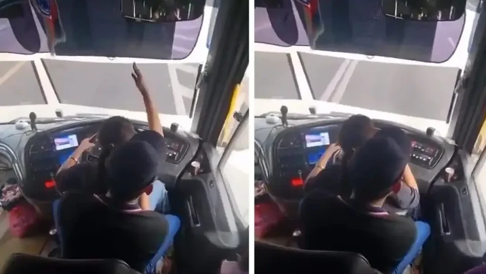 Aksi Nekat Sopir Bus Viral