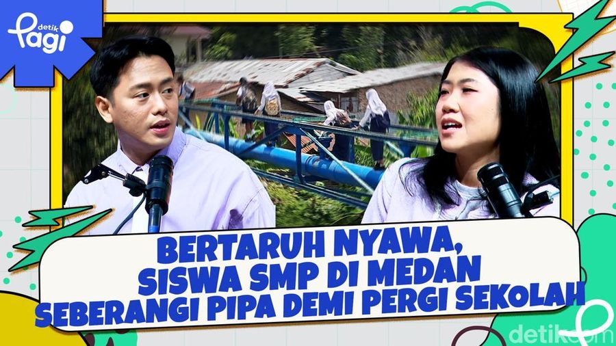 Video: Bertaruh Nyawa, Siswa SMP di Medan Seberangi Pipa Demi Pergi Sekolah