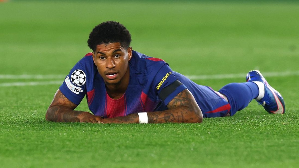 Marcus Rashford mulai frustrasi dengan Barcelona. (REUTERS/Albert Gea)