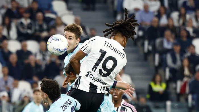Soccer Football - Serie A - Juventus v Bologna - Allianz Stadium, Turin, Italy - April 19, 2026 Juventus Khephren Thuram scores their second goal REUTERS/Alessandro Garofalo
