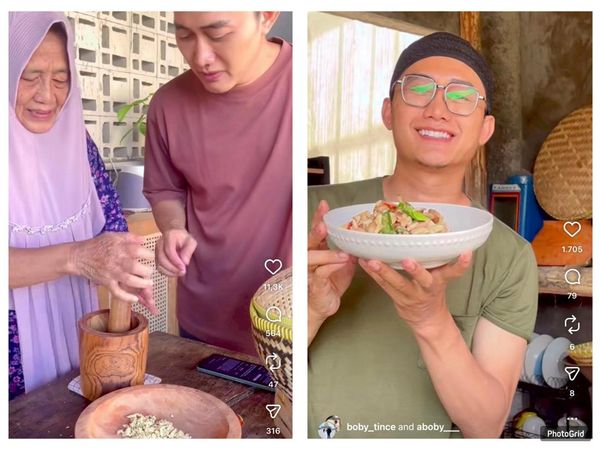 Jauh dari Hiruk Pikuk, Boby Tince Nikmati Masak Bareng Ibu di Desa
