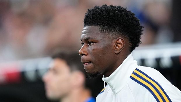 MADRID, SPAIN - APRIL 21: Aurelien Tchouameni of Real Madrid CF looks on during the Spanish League, LaLiga EA Sports, football match played between Real Madrid and Deportivo Alaves at Bernabeu stadium on April 21, 2026, in Madrid, Spain. (Photo By Dennis Agyeman/Europa Press via Getty Images)