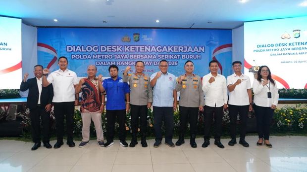 Polda Metro Jaya menggelar perbincangan dengan serikat pekerja menjelang May Day.