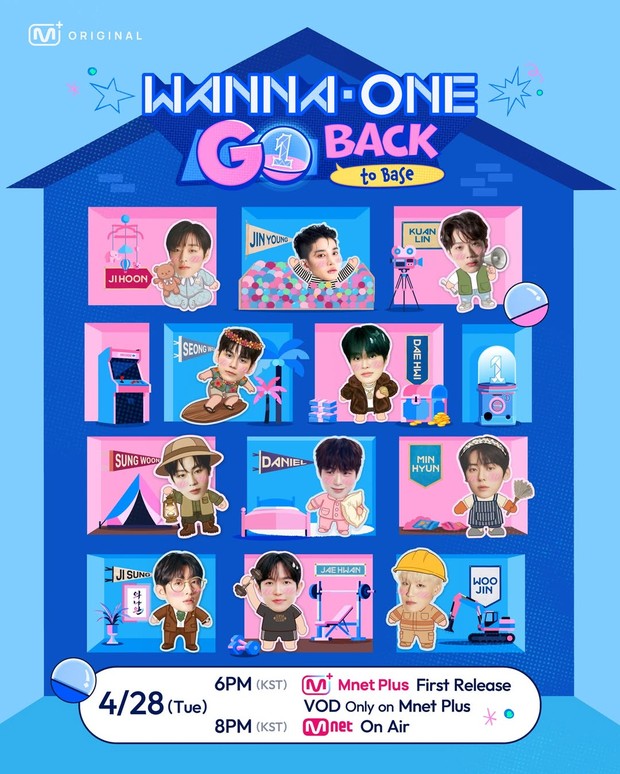Momen keseruan WANNA ONE dalam mengenang kebersamaan masa lalu di pertemuan terbaru dapat disaksikan secara lengkap di acara realitas 'WANNA ONE GO : Back to Base'.