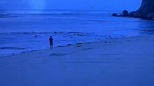Rekaman CCTV menampilkan pria asal Jabar berjalan seorang diri di Pantai Melasti sebelum terseret arus dan ditemukan meninggal dunia di Pantai Gau, Pecatu, Kuta Selatan, Badung. (Dok. Polresta Denpasar)