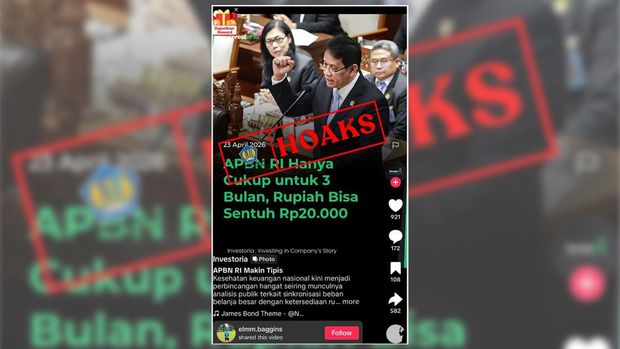 Berita nan beredar mengenai APBN RI hanya cukup untuk 3 bulan dan rupiah bisa menyentuh Rp 20.000 per dollar AS merupakan buletin hoaks. (Dok. Kementerian Keuangan)