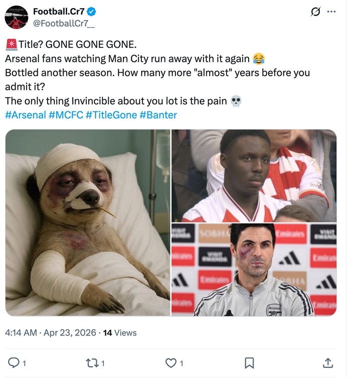Arsenal Digusur City, Ini Meme Kocak Sang Gajah Jatuh Lagi dan Lagi
