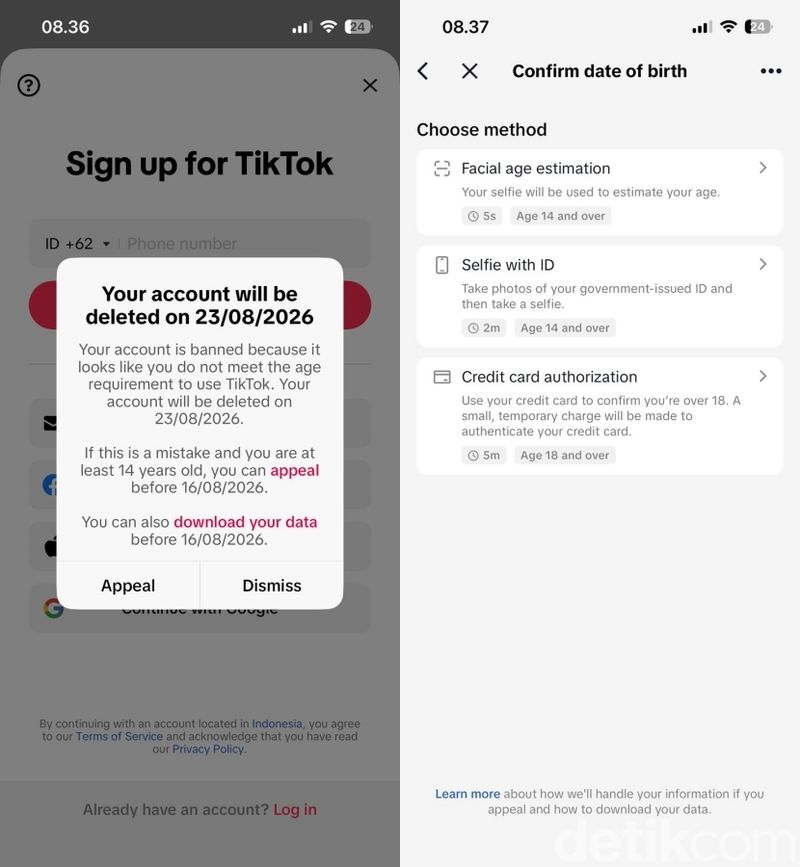 Akun TikTok Ditangguhkan lantaran Batasan Usia