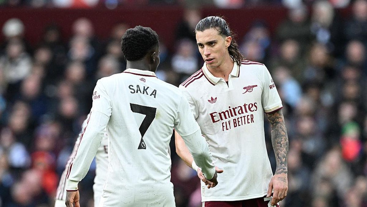 Bukayo Saka dan Riccardo Calafiori. (Foto: Arsenal FC via Getty Images/Stuart MacFarlane)