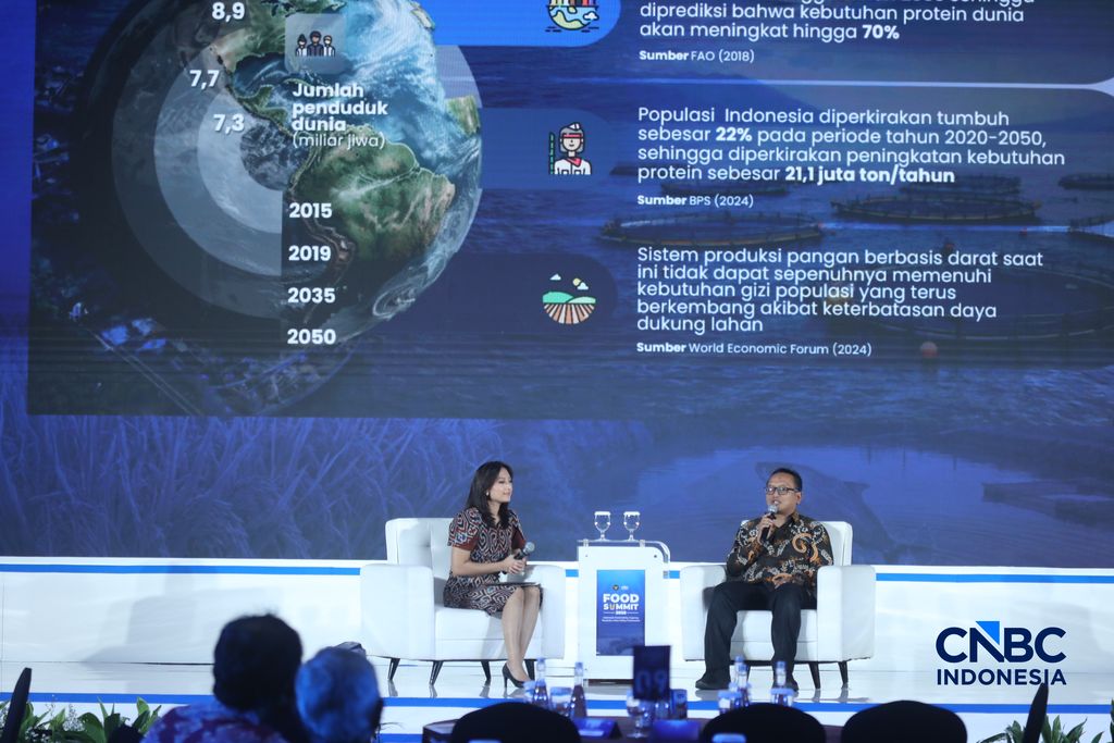 Kepala Biro Perencanaan KKP, Andy Artha Donny Oktopura sebagai dalam aktivitas CNBC Indonesia Food Summit 2026, di Menara Bank Mega, Jakarta, Senin, 27/4. (CNBC Indonesia/Tri Susilo)
