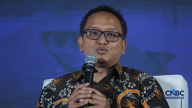 Kepala Biro Perencanaan KKP, Andy Artha Donny Oktopura sebagai dalam aktivitas CNBC Indonesia Food Summit 2026, di Menara Bank Mega, Jakarta, Senin, 27/4. (CNBC Indonesia/Tri Susilo)