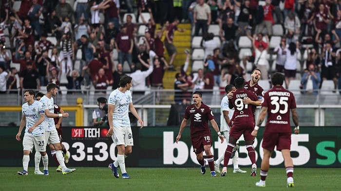 TURIN, ITALY - APRIL 26: Nikola Vlasic of Torino celebrates his goal during the Serie A match between Torino FC and FC Internazionale at Stadio Olimpico di Torino on April 26, 2026 in Turin, Italy. (Photo by Image Photo Agency/Getty Images)