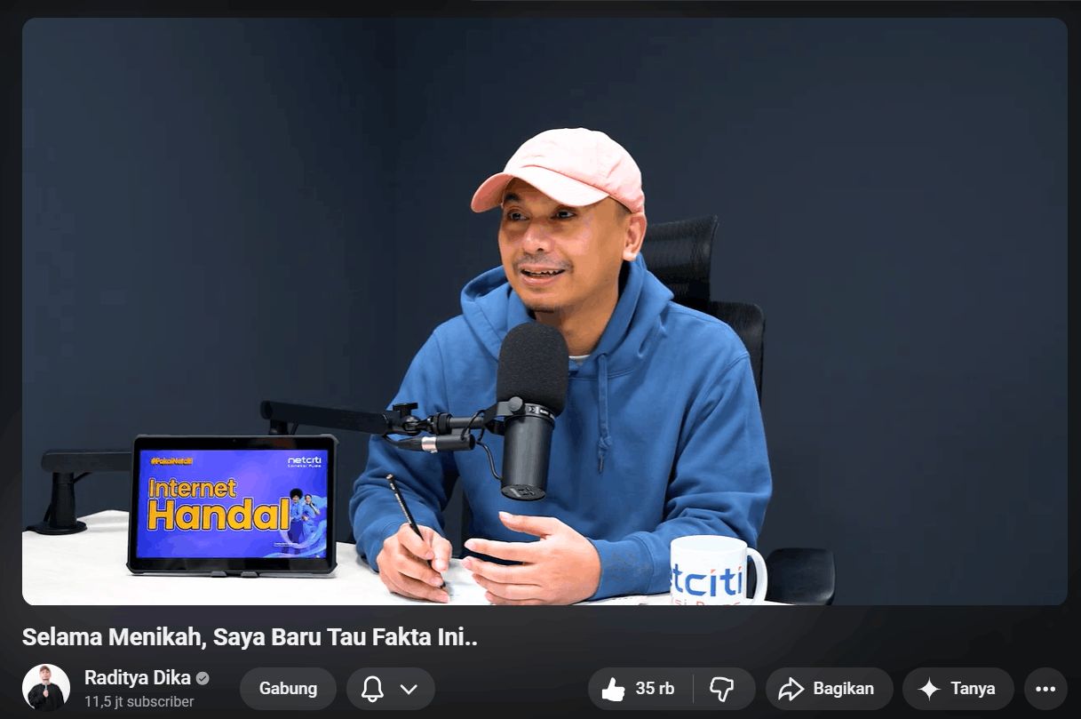 Tangkapan layar podcast Raditya Dika. Foto Dok: Raditya Dika