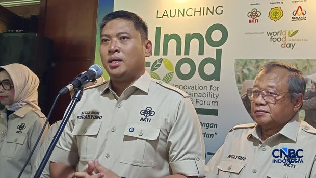 Wakil Menteri Pertanian (Wamentan) Sudaryono saat konvensi pers di Auditorium Kementan, Jakarta, Senin (27/4/2026). (CNBC Indonesia/Martyasari Rizki)