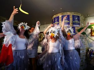 Lomba Unik Tiru Burung Camar, Aksi Peserta Bikin Heboh