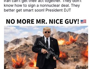 Beri Pesan ke Iran, Trump Unggah Foto Bawa Senapan: No More Mr Nice Guy
