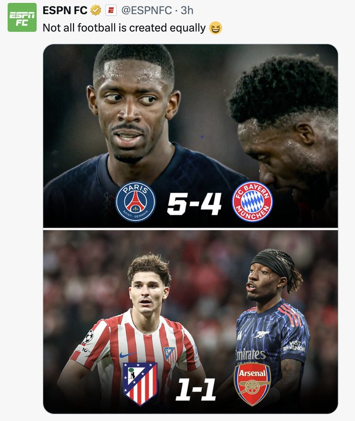 Meme Jomplangnya Kualitas PSG Vs Bayern dan Atletico Vs Arsenal