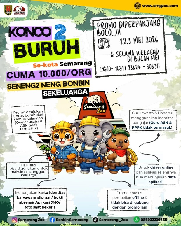 Promo May Day Semarang Zoo/ Foto: IG @semarangzoo