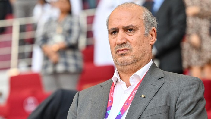 DOHA, QATAR - NOVEMBER 21: Football Federation Islamic Republic of Iran President Mehdi Taj during the FIFA World Cup Qatar 2022 Group B match between England and IR Iran at Khalifa International Stadium on November 21, 2022 in Doha, Qatar. (Photo by