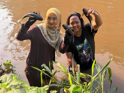 Ria Ricis Nyebur ke Kali Ciliwung Buat Tangkap Ikan Sapu-sapu