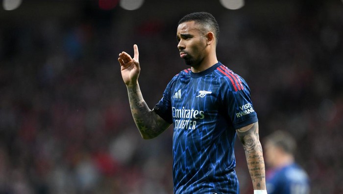 MADRID, SPAIN - APRIL 29: Gabriel Jesus of Arsenal reacts during the UEFA Champions League 2025/26 Semi Final First Leg match between Atletico de Madrid and Arsenal FC at Metropolitano Stadium on April 29, 2026 in Madrid, Spain. (Photo by David Ramos