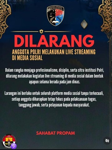 Polri Larang Anggotanya Live di Medsos Saat Bertugas, Ini Alasannya