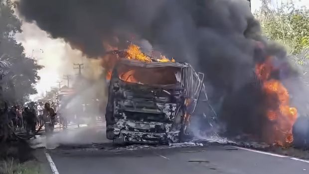 Kecelakaan maut bus ALS di Jalan Lintas Sumatera, Kecamatan Karang Jaya, Rabu (6/5/2026).