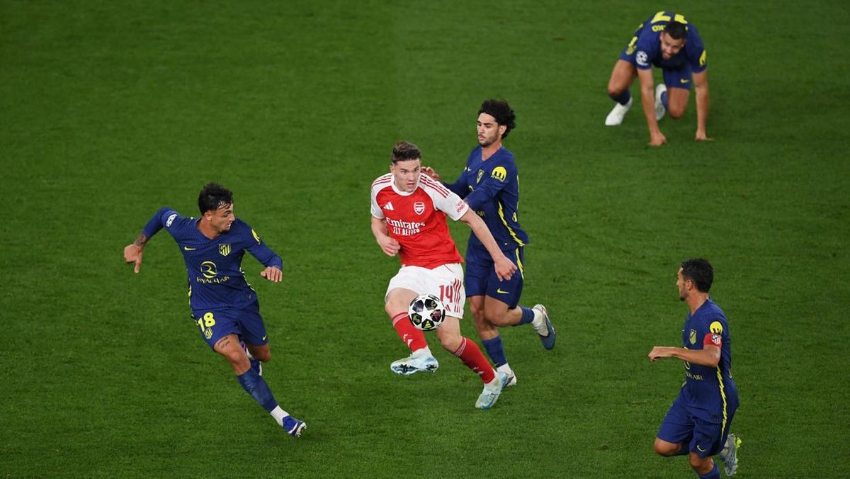 Aksi Viktor Gyokeres di laga melawan Atletico Madrid. (Foto: Arsenal FC via Getty Images/Alex Burstow)