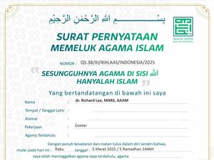 Ini Sertifikat Mualaf Richard Lee yang Dicabut
