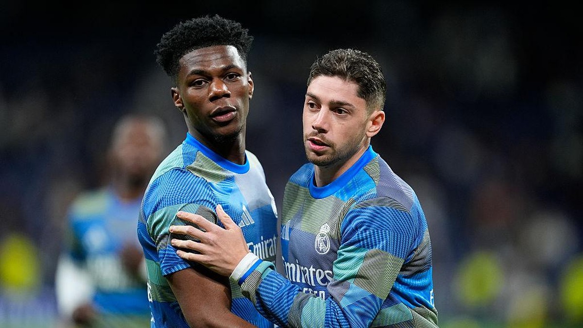 Aurelien Tchouameni dan Federico Valverde. (Foto: Oscar J. Barroso/Europa Press via Getty Images)